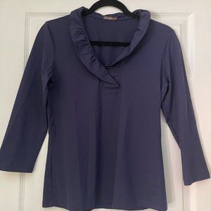 J. McLaughlin Durham Ruffle Top - Navy Blue